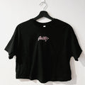 Embroidered Black Cropped Top