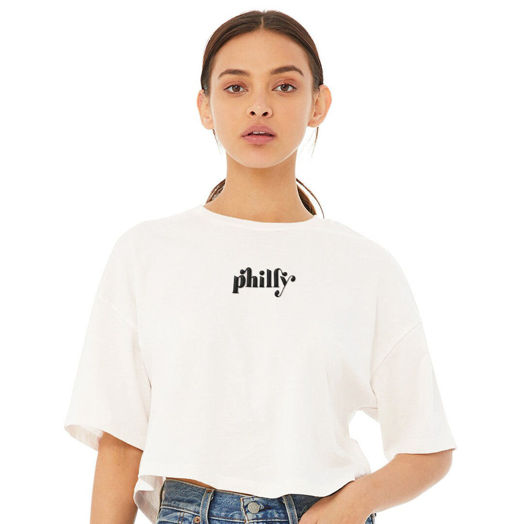 Embroidered White Cropped Top